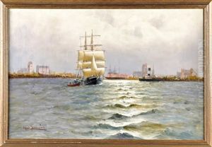 Dreimaster Lauft Aus Dem Wismarer Hafen Aus Dreimaster Lauft Aus Dem Wismarer Hafen Aus
