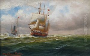Elbe With Pilot Boat