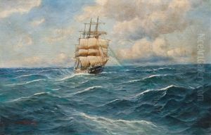 Three-master On Open Sea by Alfred Serenius Jensen