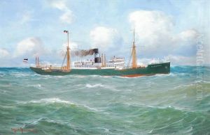 Portrait Of The Cargo Steamer R. C. Rickmers by Alfred Serenius Jensen
