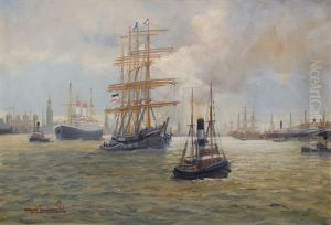 Hamburg Harbour by Alfred Serenius Jensen