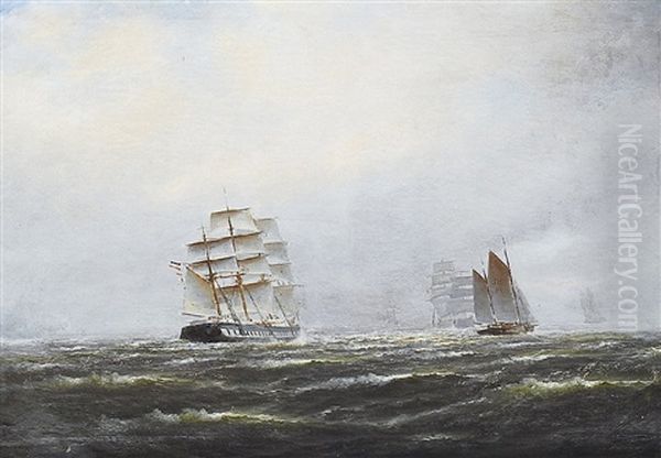 Marine Mit Fregatte Und Seglern - view 1