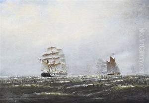 Marine Mit Fregatte Und Seglern