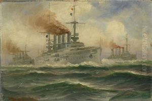 Marine Mit Kriegsschiffen by Alfred Serenius Jensen