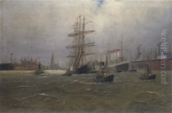 Blick In Den Hamburger Hafen Mit Dock Und Der "cap Polonio" - view 1