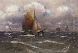 Fischewer "sb Ii" Auf Bewegter See by Alfred Serenius Jensen