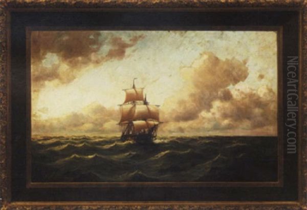 Three-masted Ship On The High Seas - view 1