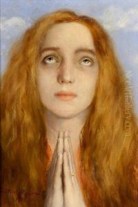 Ritratto Di Fanciulla In Preghiera by S. Flesch Basevi