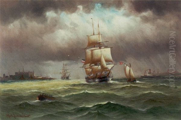 Sejlskibe Ud For Kronborg - view 1