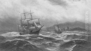 Segelschiffe In Schwerer See by Alfred Serenius Jensen
