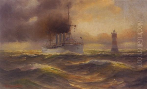 Kreuzer "bremen" Vor Leuchtturm "roter Sand" - view 1