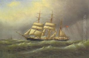 Dreimastbark "pandur" Aus Skaelskor Vor Cap Horn by Alfred Serenius Jensen