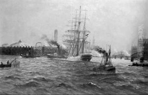 Betriebsamer Hamburger Hafen by Alfred Serenius Jensen