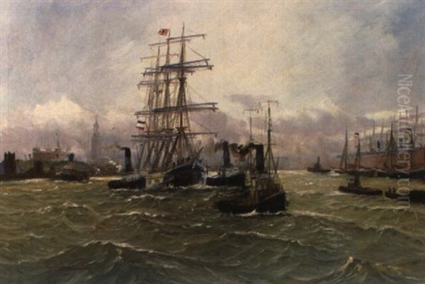 Hamburger Hafen Mit Dreimaster Und Segelbooten - view 1