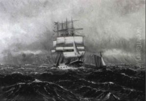 Dreimaster Auf Bewegter See by Alfred Serenius Jensen