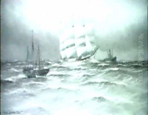 Dreimastbark Passiert Feuerschiff "elbe"