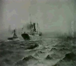 Hollandischer Dampfer Vor Hafenstadt by Alfred Serenius Jensen