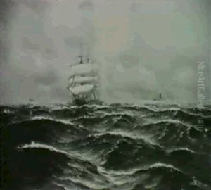 Segelschiff Und Dampfer Auf Hoher See