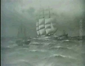 Dreimastbark Passiert Feuerschiff Elbe