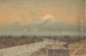 View Of Great Ararat And Little Ararat From The River Araks by Georgii Bashindzhagian