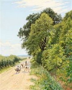 A Farmer Drives His Cattle by Carl Milton Jensen