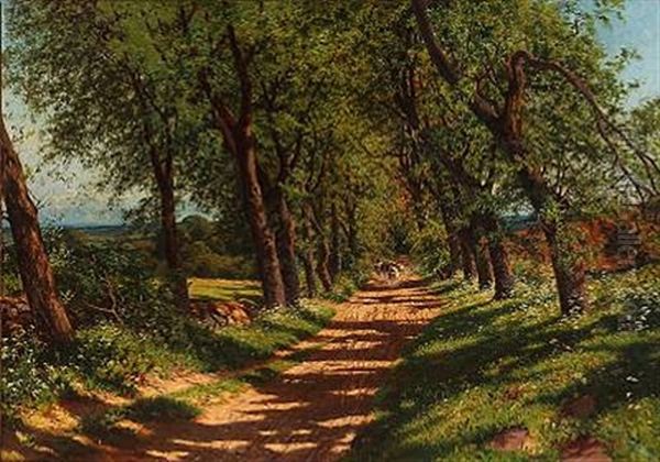 Summer Day With A Shepherd And Cows On A Country Road - view 1