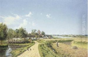 Danish Summer Landscape With A Dutch Gabled House by Carl Milton Jensen