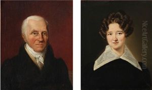 Two Portraits Of Augusta Collin, Nee Petzholdt (1801-1865) And Her Father J. J. Petzholdt (1766-1836) - (c. A. Jensen And Danish Painter, 19th Century) by Christian Albrecht Jensen