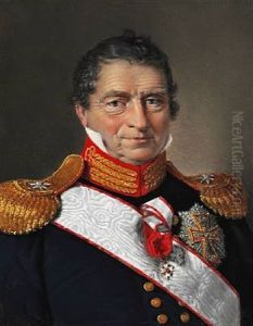 Portrait Of Admiral Johan Cornelius Krieger (1756-1824) In A Blue Uniform With Golden Buttons, Red Collar And Epaulettes With Silver Stars On Top
