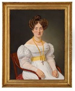 Portrait Of Christiane Gram In An Evening Dress With A Yellow Taffeta Belt