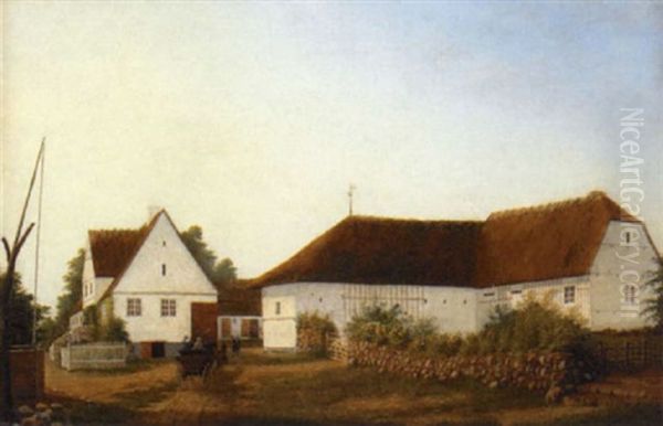 A Country Farm House With A Horse Drawn Cart Approaching - view 1