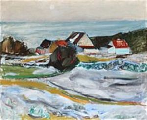 Coastal Landscape With Houses by Einar Herman Jensen