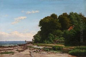 Coastal Scene At Strandmollekroen In Denmark by Ellen Margrethe Jensen