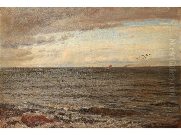 A Seascape With Boats In The Distance - view 1