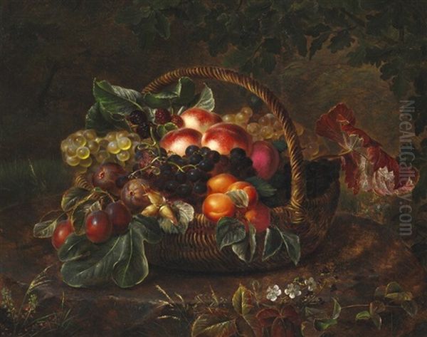 Still Life With Peaches, Figs And Grapes In A Basket - view 1