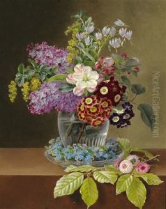 Spring Bouquet In A Vase On A Sill by Johan Laurentz Jensen