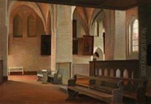Church Interior From The Church Of Saint Mary In Elsingore, Denmark by Karl Jensen