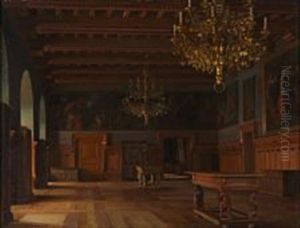 Valdemar Hall At Frederiksborg Castle In Denmark by Karl Jensen