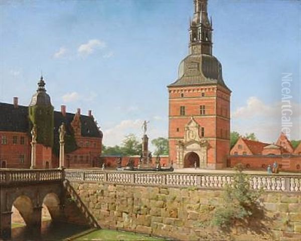 Den Ydre Slotsgard Med Porttarnet Og Springvandet. Frederiksborg - view 1
