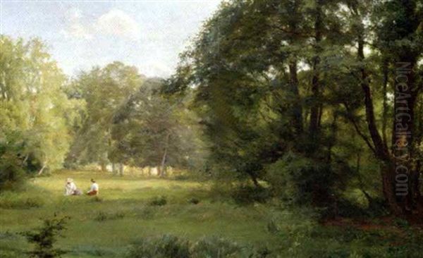 Skovlysning Med To Unge Kvinder, Antagelig Fra Hillerod - view 1