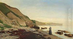 Kystparti Med Bondekone I Strandkanten