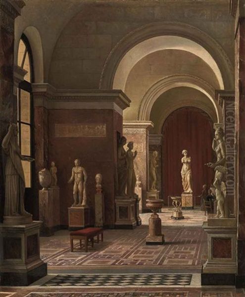 Sculpture Hall In The Louvre With The Venus De Milo In The Background - view 1