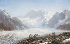 Blick Auf Den Aletschgletscher, Mit Jungfrau, Monch, Trugberg Und Eiger Im Hintergrund by Jules Jequier