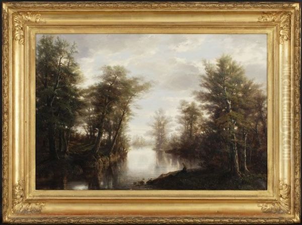 Enfant Au Bord D'une Riviere Dans Un Sous-bois - view 1