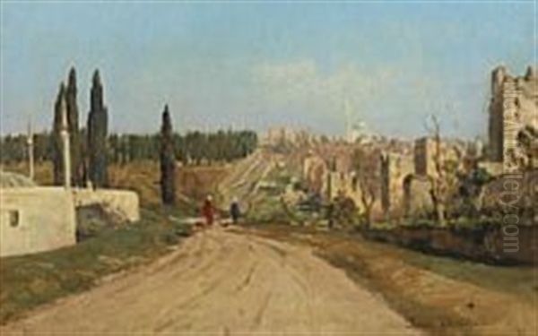 Turkish Landscape With Ruins, In The Background A Mosque - view 1