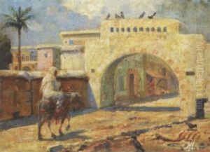 Mand Ridende Pa Aesel Ved Byporten, Babylon by Harald Jerichau