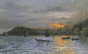 View Of Constantinople At Sunset