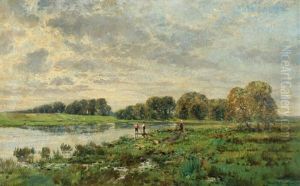 Summer Landscape With Angler At A Lake by Holger Hvitfeldt Jerichau