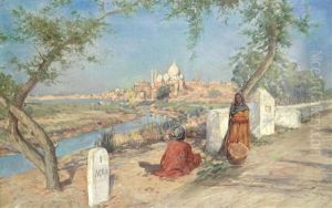 On The Road To Agra With The Taj Mahal In The Background by Holger Hvitfeldt Jerichau