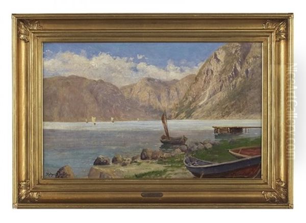 Fjord Shoreline With Sailboats - view 1